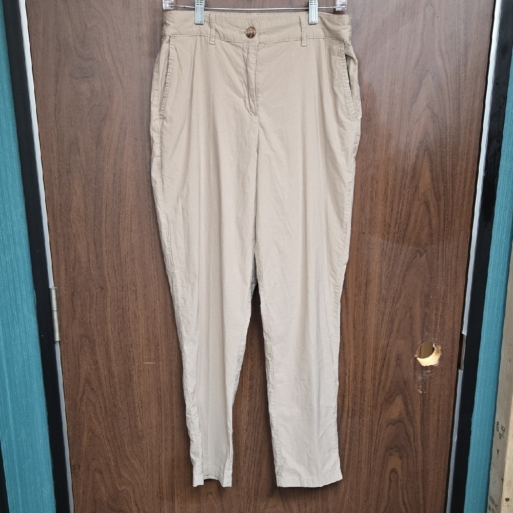 Dalia Size 10 Beige High Rise Linen Blend Trouser Pants